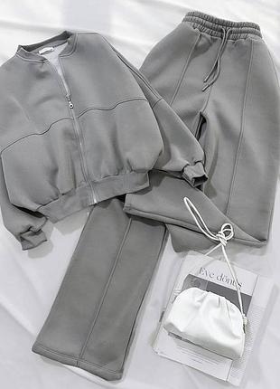 Костюм жіночий в стилі zara, абсолютно новий, розмір 42-44. колір сірий. матеріал тринитка на флісі