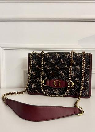 Сумка жіноча guess коричнева/бордо