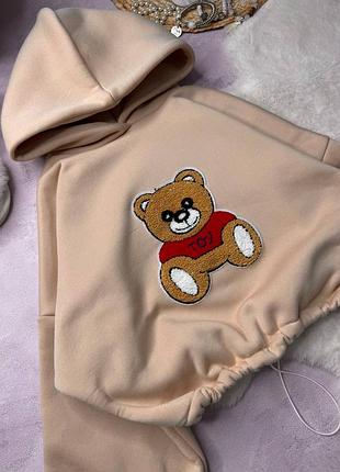 Худі жіноче флісове на флісі тепле зимове базове з капюшоном кофта світшот оверсайз якісне бежеве коричневе