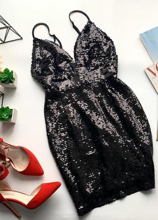 👗 чёрное платье в пайетках/блестящее платье с пайетками/платье миди тонкие бретельки👗