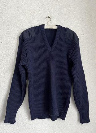 Темно-синій чоловічий вовняний светр