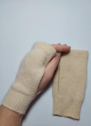Митенки ангора, шерсть натуральная