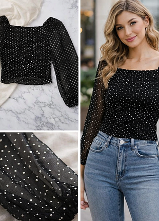 Блуза сеточка с блестящим декором р 164