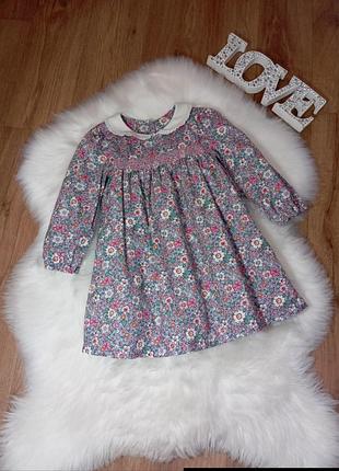 Винтажное платье с воротничком в цветочный принт на 2-3 года