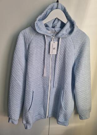 Голубая кофта на замке хлопковый капитон с капюшоном german volf, l-xl