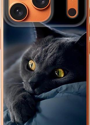 Силиконовый чехол для iphone 17 pro дымчатый кот 3