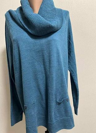 Новый женский свитер бирюзового цвета в стиле оверсайз с воротником-хомутом