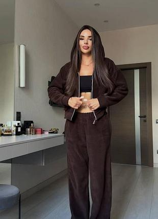 Базовый женский брючный прогулочный костюм из флиса