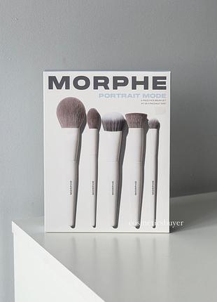 Morphe portrait mode 5-piece face brush set набір пензлів пензликів для макіяжу обличчя пензель пензлик для пудри тональної основи кремових продуктів