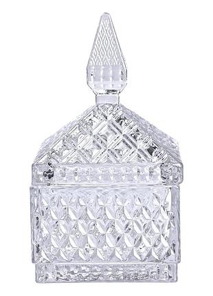 Цукерниця скляна з кришкою 8.5х8.5х15 см квадратна hp-yh-27