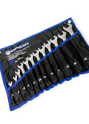 Набор ключей рожково-накидных 6-22 мм 12 шт евро (ткан. чехол) crv стандарт