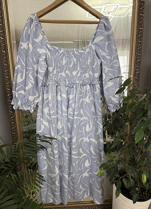 Жіноча ніжна сукня міді з льоном new look , розмір l ( xl)