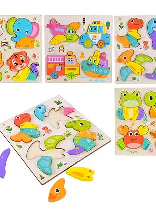 Деревянная игрушка арт. c9430 (100шт) микс 4 вида вкладыши-пазлы 18*18см