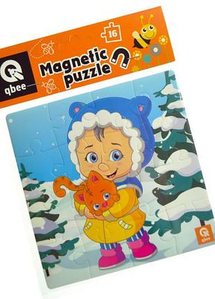 Мягкие магнитные пазлы - 16 элм. "снежный мяв" р. 23*23 см. qb200-003 qbee