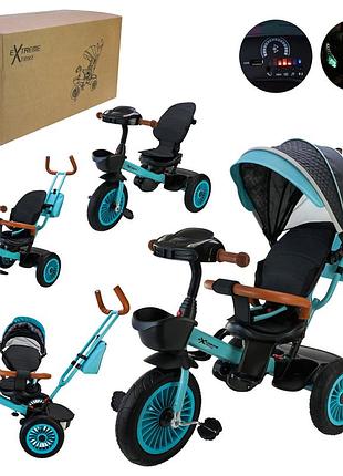 Триколісний велосипед tr2414 чорний гумові колеса 12'' і 10'' з гальмом, пультом, tr2414