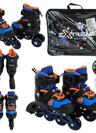 Роликовые коньки арт. rl25424 (6шт) размер s (30-33) колеса pu 1 свет в сумке 38*7*31 см