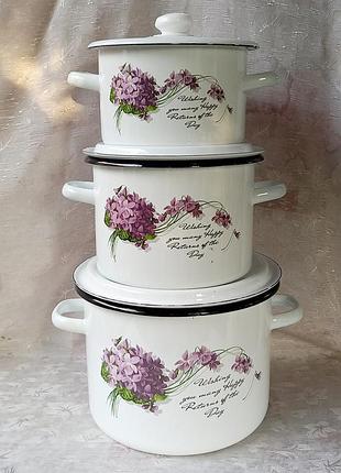 Набір каструль емальованих idilia "822 - віола 01"