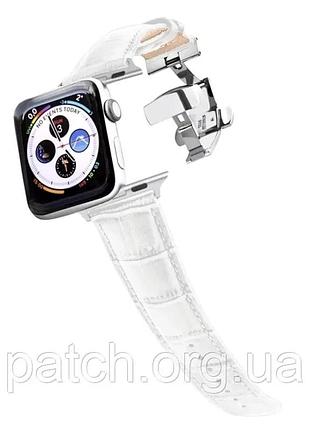 Змінний шкіряний ремінець для apple watch 38 / 40 / 41 / 44 / 45 / 49 мм білий
