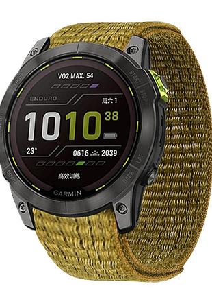 Тканинний ремінець для garmin fenix 7 / 6-6 pro / 6 supphire / fenix 5-5 plus / forerunner 945 / marq / 22 мм жовто-зелений
