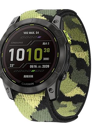Тканинний ремінець для garmin fenix 7/6 pro/6 supphire/fenix 5-5 plus/forenner 945/marq/22 мм зелений камуфляж