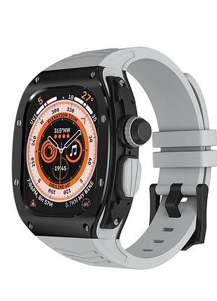 Ремешок, безель (рант) для apple watch ultra 49 mm черный с серым