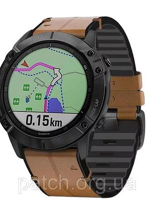 Ремінець для garmin fenix 7x/enduro/6x/6x pro/6x pro/5x/5x plus/3 hr/quatix 3/quick fit/26 мм коричневий