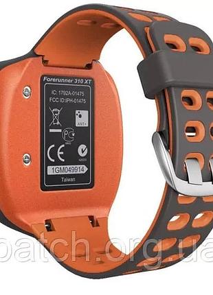 Змінний силіконовий ремінець для годинника garmin frorerunner 310xt сіро-жовтогарячий
