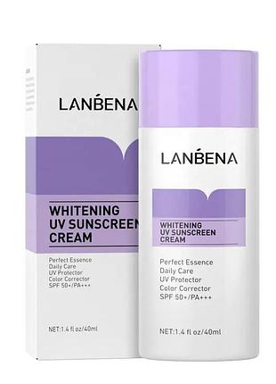 Cолнцезащитный крем lanbena whitening uv sunscreen cream spf 50+/pa+++ 40мл purple от пигментации