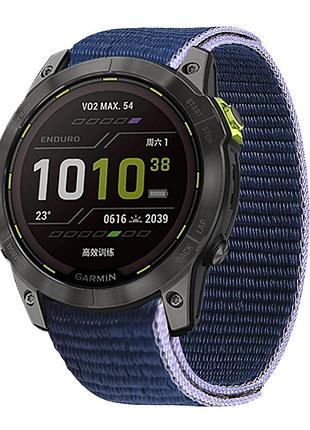 Тканинний ремінець для garmin fenix 7x / 6x pro / 6x pro solar /fenix 5x / 5x plus / fenix 3 hr / quatix 3/26 мм темно-синій