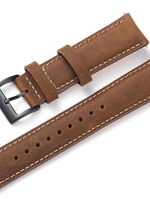 Ремешок для часов из натуральной кожи, из системой быстрой замены 22 мм №2 коричневый, черная пряжка