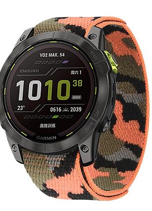 Тканинний ремінець для garmin fenix 7 / 6-6 pro / 6 supphire / fenix 5-5 plus / forerunner 945 / marq / 22 мм жовтогарячий камуфляж