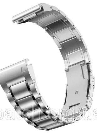 Титановий браслет для garmin fenix 7x/enduro/6x/6x pro/6x pro/5x/5x plus/3 hr/quick fit/26 мм срібло з чорною смугою
