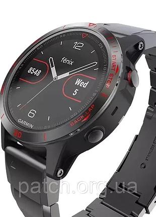 Захист на безель для смарт-годинника garmin fenix 5 чорний з червоним