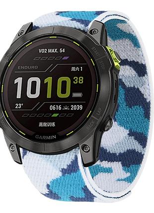 Тканинний ремінець для garmin fenix 7/6 pro/6 supphire/fenix 5-5 plus/forenner 945/marq/22 мм блакитний камуфляж