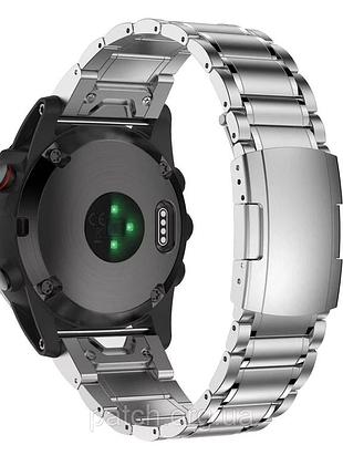 Титановий браслет для garmin fenix 7/fenix 6-6 pro/6 supphire/fenix 5-5plus/quatix 5 ⁇ quick fit / 22 мм сріблястий