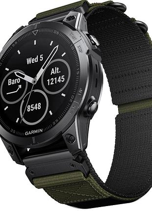 Тканинний ремінець для garmin fenix epix pro / instinct 2x / tactix 7 / enduro / descent 26 mm зелений + чорний