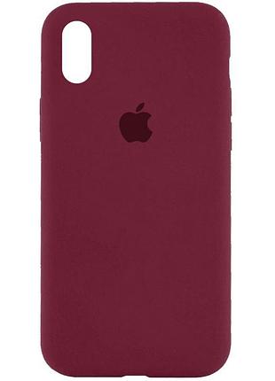 Чехол silicone case full protective (aa) для apple iphone xs max (6.5") бордовый / plum