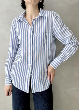 Тонка бавовняна сорочка в смужку рубашка котон
