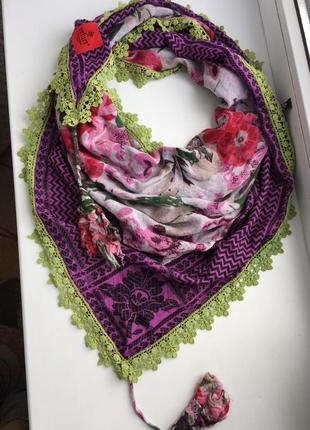 Яркий шарф erfurt luxury бренд  платок двухслойный4 фото