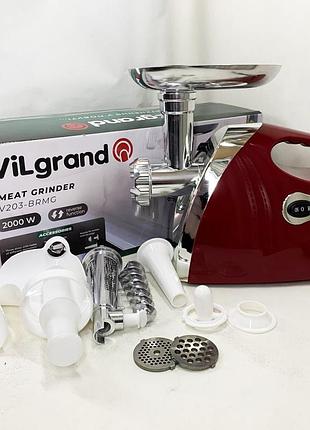 Электромясорубка vilgrand v203-brmg. цвет: красный