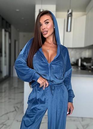 Велюровий спортивний костюм жіночий базовий на зиму зимовий сірий чорний синій з капюшоном на блискавці