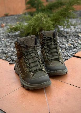 Шкіряні тактичні черевики power олива утеплені мембрана frost800 43
