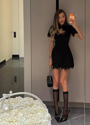 Плаття міні чорне з мереживом 5