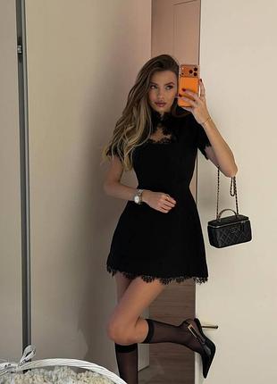 Плаття міні чорне з мереживом 3