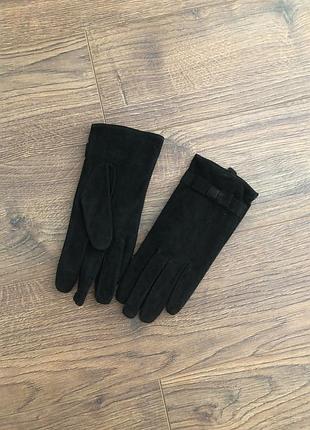 Нові замшеві перчатки чорні натуральний замш розмір s рукавиці