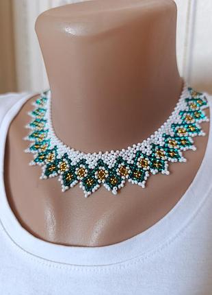 Силянка "зелений оберіг" ручна робота прикраса з бісеру