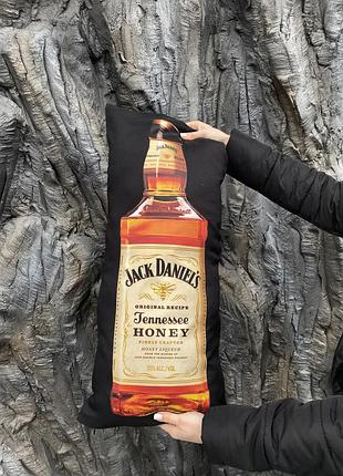 Подушка с принтом габардиновая jack daniels, черная 35х75 (2318)
