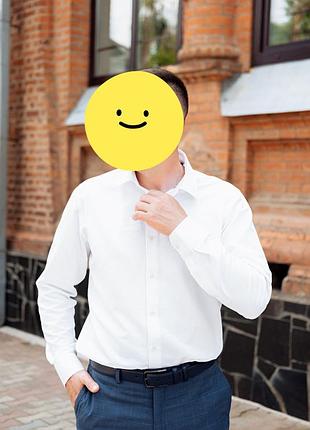 Рубашка мужская белая arber размер 40-41