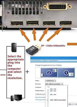 Емулятор дисплея displayport dummy plug black 3