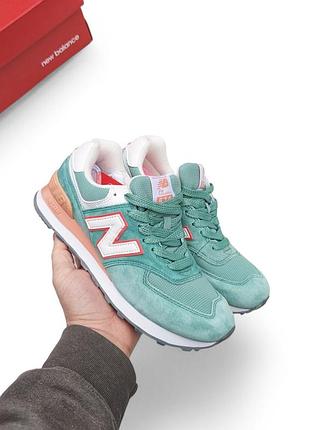 Женские кроссовки new balance 574 мятные